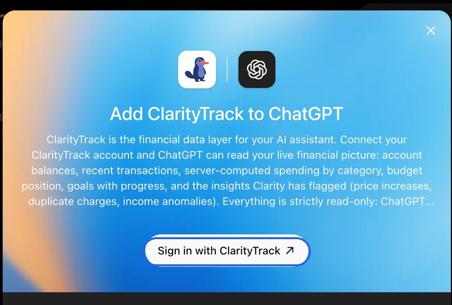 Click Sign in with ClarityTrack